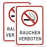 2tlg. Rauchen Verboten Schilder Rauchverbot Schild Nichtraucher P002 - Rauchen-verboten(180 * 250mm)