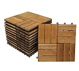 SAM Terrassenfliese 02 Akazien-Holz, 11er Spar-Set für 1m², 30x30cm, Bodenbelag mit Drainage, Klick-Fliesen