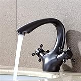 Fauce Retro Hand Wheel Hot and Cold Water Ceramic Valve Single Hole Bathroom Basin Faucet