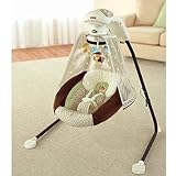 Fisher-Price Starlight Papasan Cradle Swing, Nite Nite Monkey with 3 Plush Hanging Toys Also Rotate on the Motorized Mobile