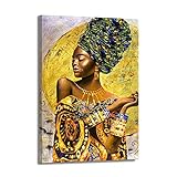 Artedinoi Kunstwelten24 Wandbild Leinwandbild afrikanische Frau African Beauty Yellow Edition Kunstdruck Raum- und Wanddekoration XXL