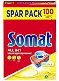 Somat All in 1 Spülmaschinen Tabs, 100 Tabs, Sparpack, Geschirrspül Tabs für kraftvolle Reinigung mit Geruchsneutralisierer Funktion