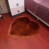 Hogreat Teppiche Teppich braun-rot herzf?rmiger Plüsch rund, rutschfest, Bodenmatte, Innendekoration, Wohnzimmer, Couchtisch, Schlafzimmersofamatte (Gr??e:50cm) (Size : 90cm)