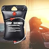 JTENG Campingdusche Solar，20L Outdoor Dusche Reisedusche Camp Shower Wandern Wassersack Shower mit Duschkopf, Schlauch, Griffstange und Seil zum Aufhängen