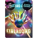 celebr8te 12x Bowling Einladungskarten - Für den Kindergeburtstag von Jungen & Mädchen - Coole Partyeinladungen für Geburtstage (Motiv 1)