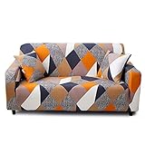 Feilaxleer Elastischer Sofabezug 2 Sitzer mit 1 Kissenbezug, Stretch Sofa-Überwürfe Sofahusse für Sofa mit Armlehne (2 Sitzer,K)