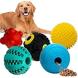 Labeol Hundespielzeug Ball Snackball Zahnpflege Hundebälle Unzerstörbar Futterball Fur Hunde 5 in 1Naturkautschuk Quietschender Intelligenz Spielzeug Kauspielzeug für Große Kleine Hunde