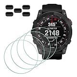 MTHGH Schutzfolie für Garmin Fenix 7X/ 7X Solar/ 7X Sapphire Solar Smartwatch Displayschutzfolie [4 Stück] + Anti-Staub-Stecker 5 Stück, Glas 9H Härte Anti-Kratzer Blasenfreie Ultradü