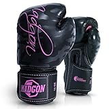 MADGON Frauen Boxhandschuhe aus bestem Material für Lange Haltbarkeit! Damen Kickboxhandschuhe für Kampfsport, MMA, Sparring und Boxen mit optimaler Schlagdämpfung - inkl Beutel!