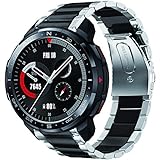 Giaogor Armband Kompatibel mit Honor Watch GS Pro, Classic Edelstahl Uhrenarmband für Honor Watch GS Pro Smartwatch (Silber-schwarz)