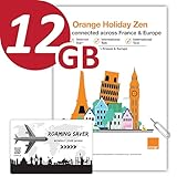 Orange Holiday Europe Prepaid-SIM-Karten-Kombiangebot 12 GB Internetdaten in 5G/4G/LTE (Daten-Tethering erlaubt) + 30 Minuten und 200 SMS von Europa in jedes Land weltweit + 1 SIM-Kartenhalter + 1