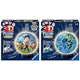 Ravensburger 3D Puzzle 11842 - Nachtlicht Puzzle-Ball Paw Patrol - 72 Teile - ab 6 Jahren & 3D Puzzle 11844 - Nachtlicht Puzzle-Ball Globus - 72 Teile - ab 6 Jahren