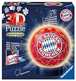Ravensburger 3D Puzzle 12177 - Nachtlicht Puzzle-Ball FC Bayern München - 72 Teile - ab 6 Jahren, LED Nachttischlampe mit Klatsch-Mechanismus