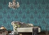 BEAUTIFUL WALLS Barocktapete Tapete mit Ornamenten neo barock rokoko glamourös Vliestapete blau grau matt glänzend strukturiert 369105