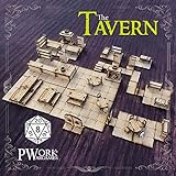 Pwork Wargames The Tavern (La Taverna) - 3D Tactical maps Rpg Fantasy Dungeon Tiles - Modulare 3D Taktikkarten aus MDF 3mm
