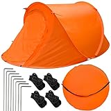 EYEPOWER Popup-Zelt Wurfzelt ultraleichtes Campingzelt 245x145x100cm Sekundenzelt Inkl. Tasche Automatik-Zelt Orange