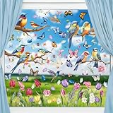 Fensterbilder Selbstklebend Fensterbilder Frühling Sommer Schmetterlinge Deko,Fensterbilder Frühling Vögel Fensterbilder Selbstklebend Blumen Schmetterlinge Fenstersticker Fenster Kinderzimmer Party