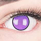 Farbige lila violette Crazy Fun Kontaktlinsen 'Violet Screen R' Jahreslinsen Ohne Stärke mit Gratis Linsenbehälter - Topqualität zu Karneval, Fasching und Halloween (0,0 Ohne Stärke)