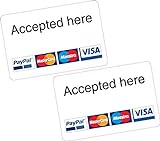 Aufkleber, mit „Accepted here“ Aufschrift, für PayPal-, MasterCard-, Maestro- und Visa-Karten, 2 Stück