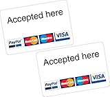 Aufkleber, mit „Accepted here“ Aufschrift, für PayPal-, MasterCard-, Maestro- und Visa-Karten, 2 Stück