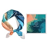 GIMIRO Schal aus imitierter Seide [53 x 53cm] Quadratische Schals Impressionismus-Muster Vintage-Schal für Büroarbeit oder lässigen Bund (Green-Deep Sea)