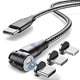 Aubess Magnetisches USB-Kabel, magnetisches Ladekabel, schnelles Laden und Datenübertragungskabel, magnetisches Handy-Ladegerät, kompatibel mit Micro-USB, TypeC Smartphones