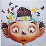 Kare Design Bild Touched Boy with Butterflies, 100x100x3,5cm