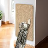 Gofodsil Sisal Teppich Kratzmatte für Katze Sisalteppich Katzen Kratzmatte für Wand. Kommt mit Klettverschluss zur Befestigung (50 * 25cm)