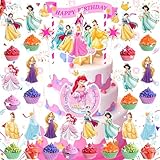 Benaton 30 Stück Prinzessinnen Cake Toppers, Tortendeko Geburtstag Mädchen Prinzessin, Rosa Prinzessin Mädchen Cupcake Topper, Prinzessin Figuren Kuchen Toppers, für Kinder Party, Babyparty