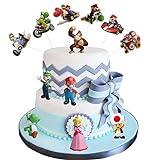 ND Super Mario Figuren für Torte,18 Stück Mario Kuchen Dekoration für Geburtstags,Super Mario Dessert Dekoration Verpackung Topper,Mario Kuchen Party Dekoration,für Kinder Party Kuchen Dekoration
