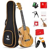 Vangoa Konzert Ukulele 23 Zoll Walnussholz Hawaii Akustik Ukulelen Einsteige Set für erwachsene Teen Studenten mit Gig Bag, Natü