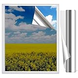XtraCare Einseitige Sichtschutz Fensterfolie, Blickdichte Selbstklebende spiegelfolie, 99% UV Sonnenschutzfolie, Silber, 90 x 400