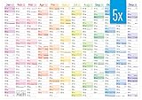 5 x Wandkalender 2022 A4 quer [Rainbow] - Tafelkalender, Jahresplaner, Jahreskalender + Jahresübersicht 2023 auf der Rückseite | nachhaltig & klimaneutral