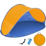 TecTake 800196 Pop Up Strandmuschel Wurfzelt 220x120x100cm mit UV Schutz - Diverse Farben - (Orange Blau | Nr. 401681)