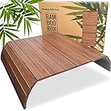 BAM BOO BOX Sofatablett - Sofalehnen Ablage aus Bambus - Armlehnen Tablett aus Holz - Sofaablage in Dunkelbraun