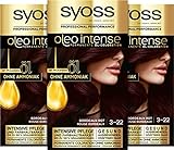 Syoss Oleo Intense Öl-Coloration 3-22 Bordeaux Rot Stufe 3 (3 x 115 ml), dauerhafte Haarfarbe mit pflegendem , ohne Ammoniak