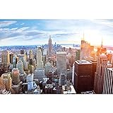 GREAT ART® XXL Poster – New York City Skyline – Wandbild Dekoration Penthouse Sonnenuntergang Manhattan Amerika USA Deko Big Apple NYC Wandposter Fotoposter Wanddeko (140 x 100 cm)