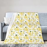 WURTON Ananas (2) Bedruckte ultraweiche Mikro-Flanell-Decken-Überwürfe für Schlafzimmer, Couch, Dekoration, alle Jahreszeiten, 203 x 152 cm