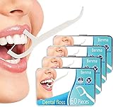 Zahnseide Sticks 4-Pack 240 Stück, Einwegzahnseide Dental Floss Zahnpflege Zahnreinigung Zahn Draht Flossers Hygienisch Zahnstocher mit Tragbar Verpackt Perfekt für Familien, Hotels und Reisen