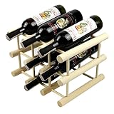 evende Weinregal Holz für 9 Flaschen - Flaschenregal Holz mit rund Regale - Weinflaschenhalter für Zuhause/Weinkeller - Flaschenständer für Wein und Getränke Modernform - Weinständer aus Buche Holz.