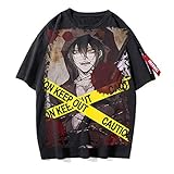 CAFINI Anime Angels of Death Cartoon Charakter Print T-Shirt Japanische Unisex Zack/Ray Kurzarm Sweatshirt Mode Streetwear Top Schwarz (S-3XL)