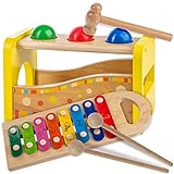 all Kids United Holz Hammerspiel Xylophon für Kinder - Musikinstrument Glockenspiel Xylofon Klangspiel; Holz-Spielzeug Motoriktraining (Triff den Ball Xylophon)
