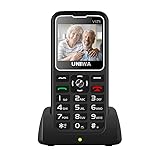 UNIWA Seniorenhandy ohne Vertrag | Mobiltelefon Dual SIM |1000 mAh Akku Lange Standby-Zeit Großtastenhandy Ladestation 1,77 Zoll Farbdisplay, Schwarz