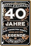 LANOLU Blechschild Schild 40 Geburtstag - SCHILD 40 JAHRE LEGENDE - Geschenke für den 40 Geburtstag Mann, lustiges Schild 40 Geburtstag Deko als lustige Geburtstagskarte - Metallschild 20x30cm