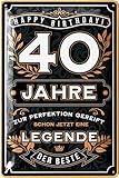 LANOLU Blechschild Schild 40 Geburtstag - SCHILD 40 JAHRE LEGENDE - Geschenke für den 40 Geburtstag Mann, lustiges Schild 40 Geburtstag Deko als lustige Geburtstagskarte - Metallschild 20x30