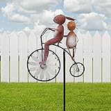 Gidenfly Drachen Fahrrad Wind Spinner Tier Fahrrad Windmühle Whirligig Spinner Dekor Yard Art Whirly Cartoon Windräder, Wind Spinner Pole mit stehendem Vintage Fahrrad Ornament für Zuhause Outdoor