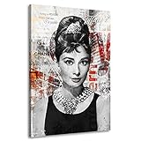 Kunstgestalten24 Aludibond Bild Audrey Hepburn Pop Art Black & White Wandbild Kunstdruck