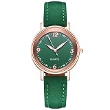 LIWEARE Damenuhr, Damen Analog Quarz Uhr mit PU-Leder Armband, Uhren Damen Klassische Armbanduhr Lässig Quarzuhr Kleideruhr (Grün)