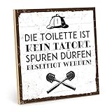 TypeStoff Holzschild mit Spruch – Toilette – im Vintage-Look mit Zitat als Geschenk und Dekoration zum Thema Badezimmer - HS-00938