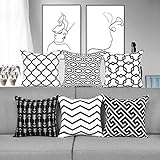 Alishomtll Kissenbezug Outdoor Kissenhülle Geometrische Muster Zierkissenbezüge Deko 6er Set für Sofa Zimmer Polyester 45 x 45 cm, Schwarz